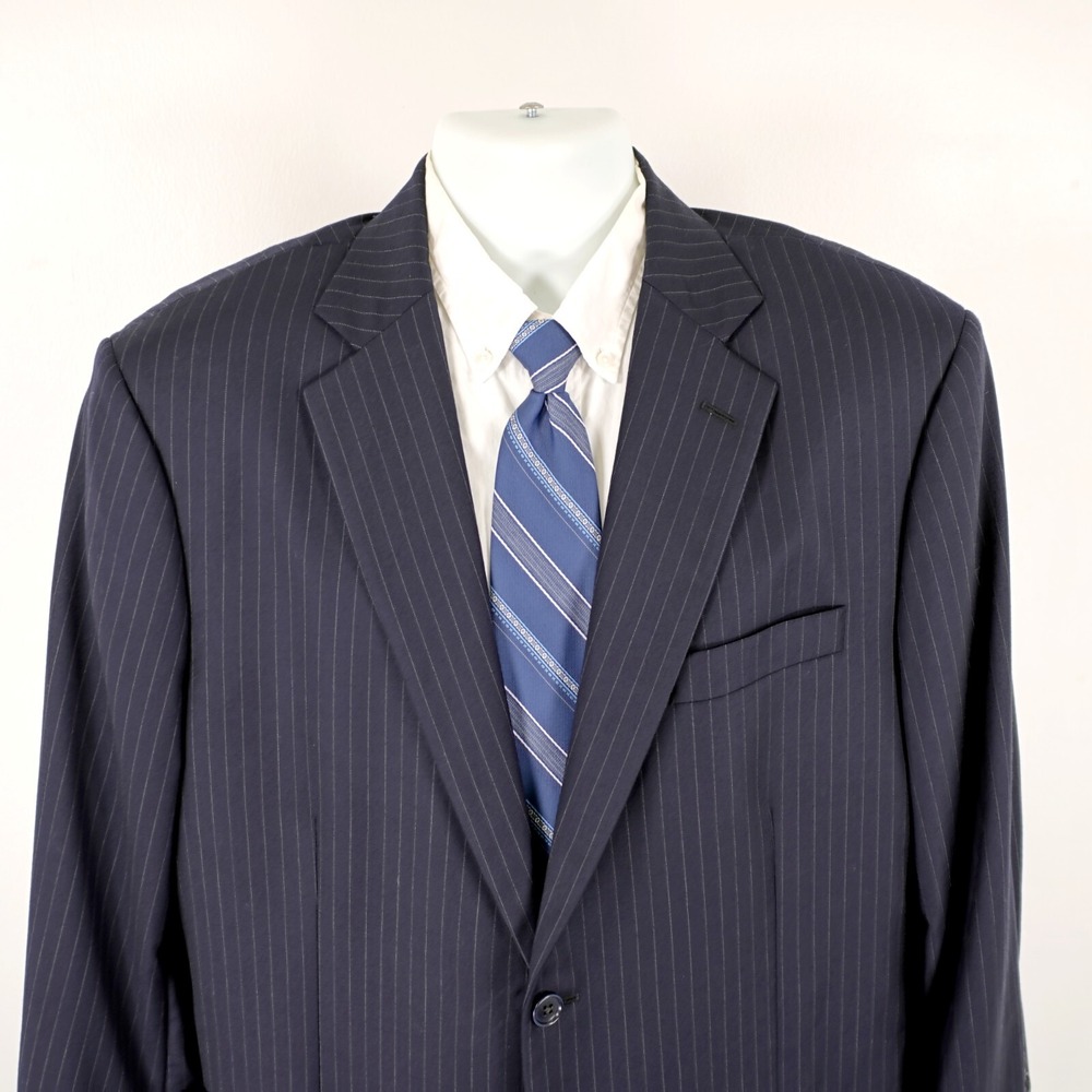 Brooks Brothers Bespoke Wool Blue Striped 2 Button Suit Jacket 44R Tagged 48R Ha